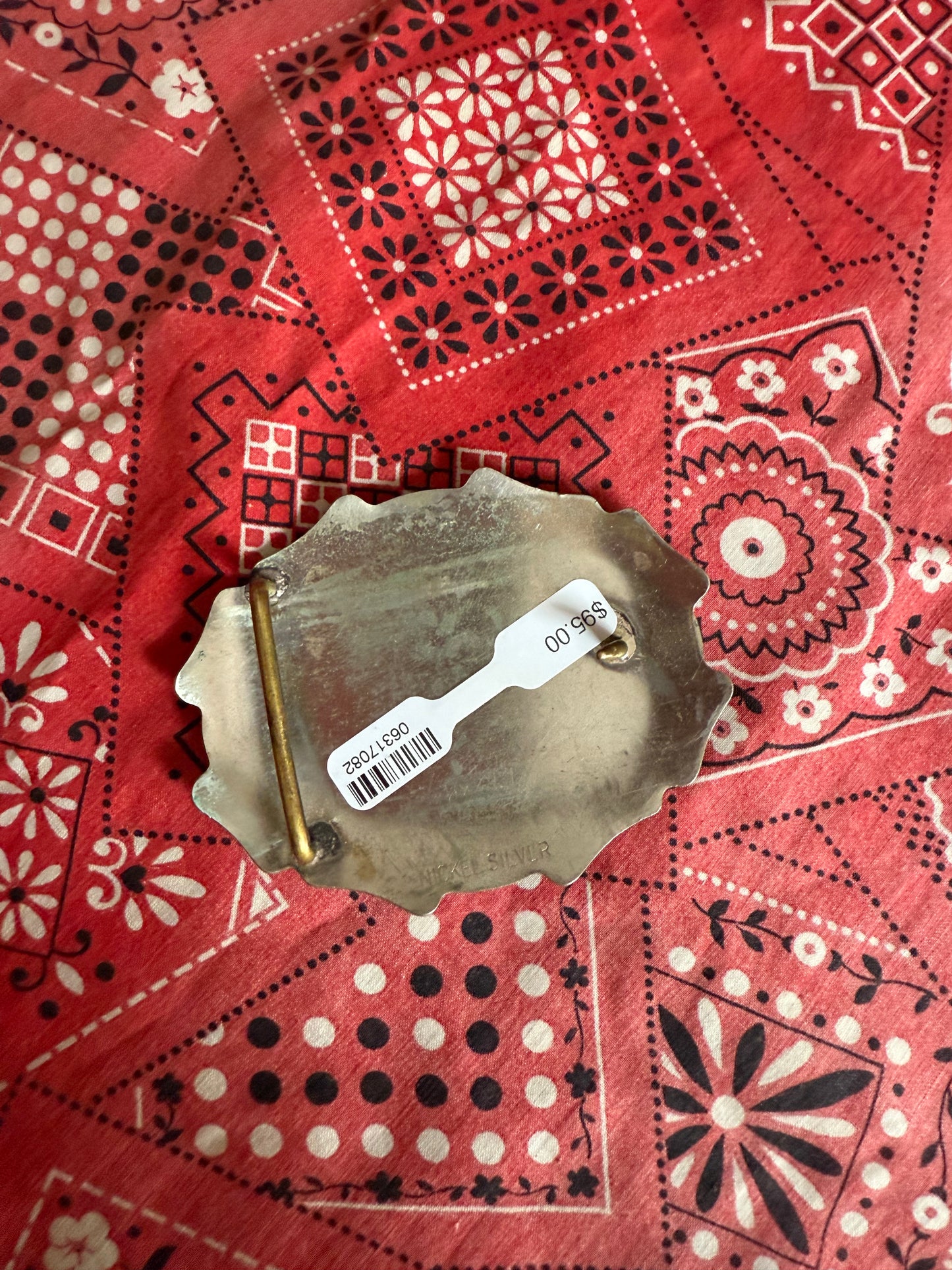 Vintage Nickel Silver Horse Head and Shoe belt buckle (MA)