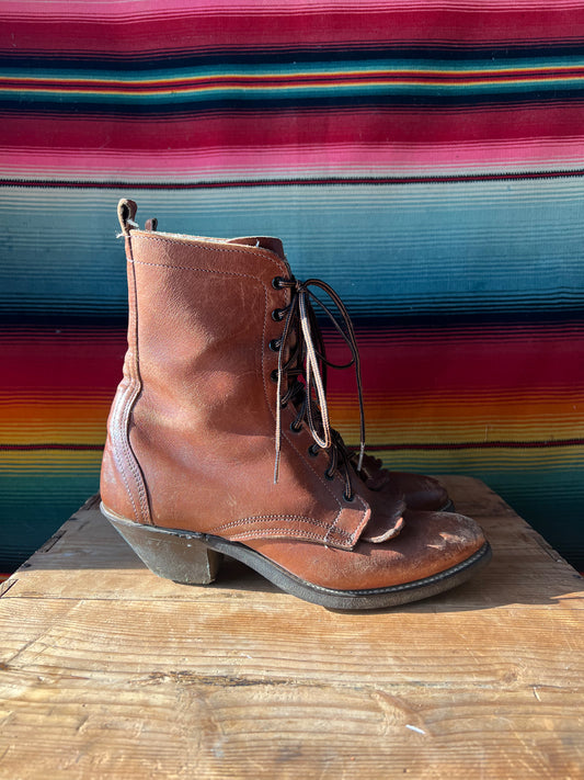 Brown Leather Ropers Size 6