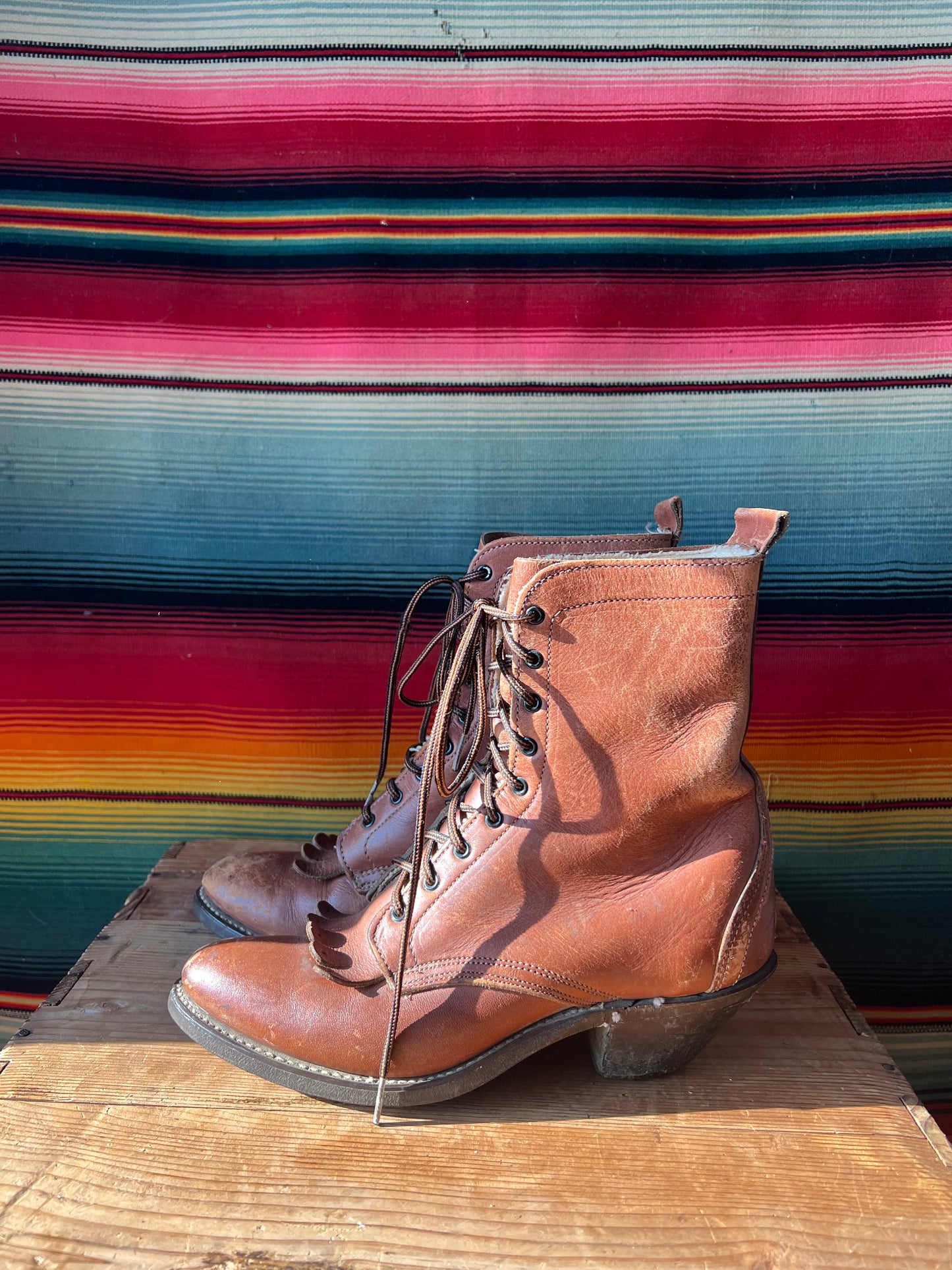 Brown Leather Ropers Size 6