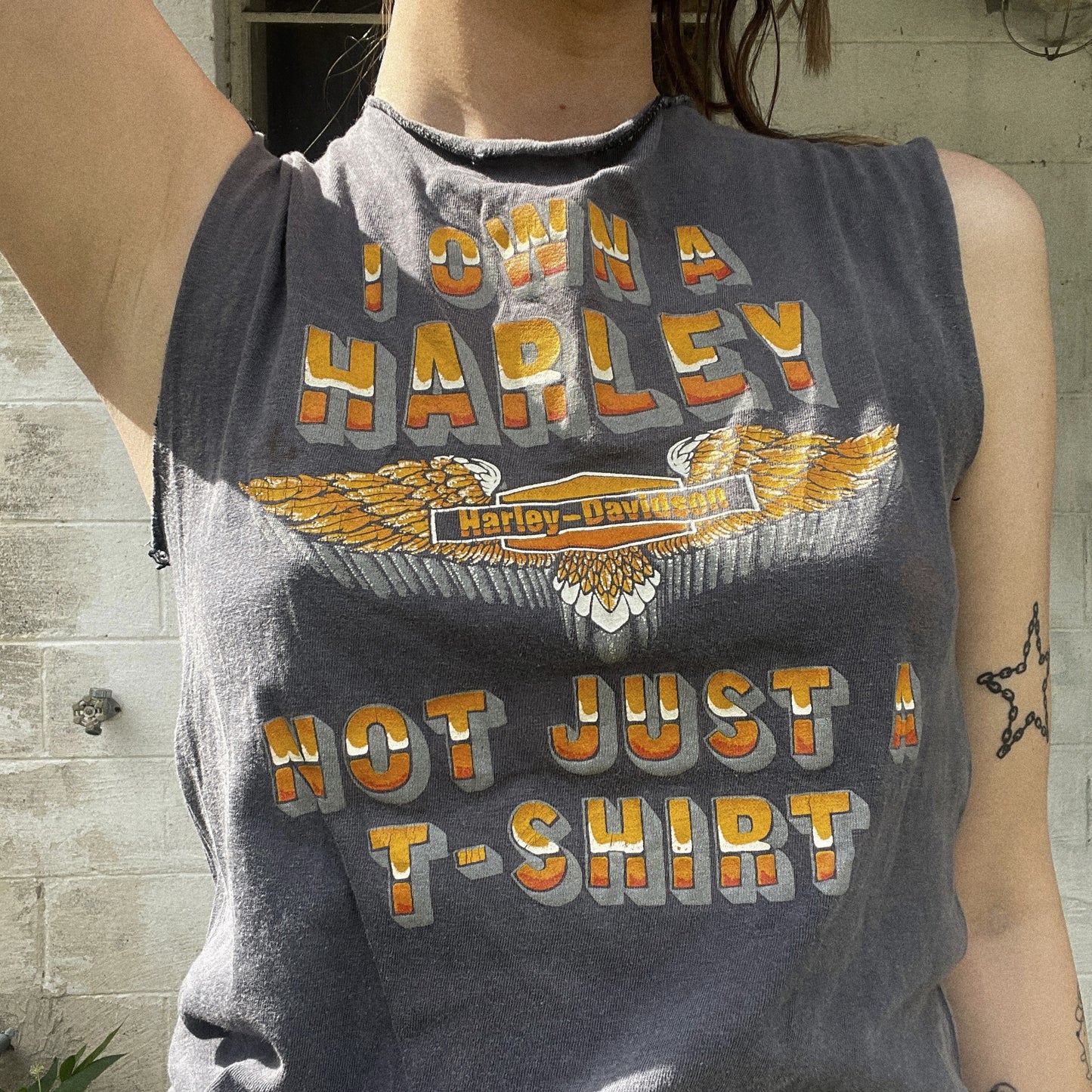 VTG 90s "I Own A Harley' Muscle Tee