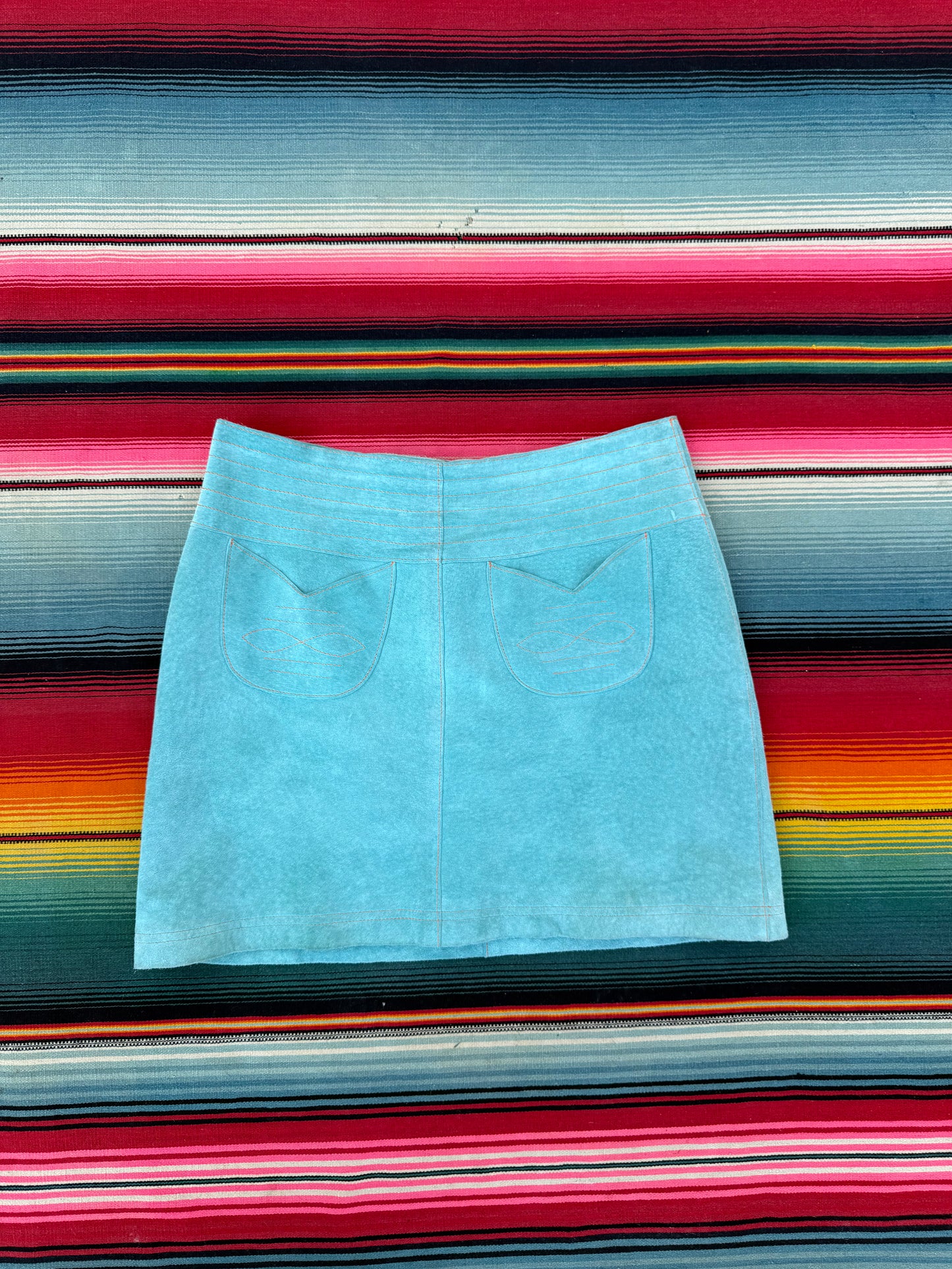 Y2K Teal Suede Skirt (LR)