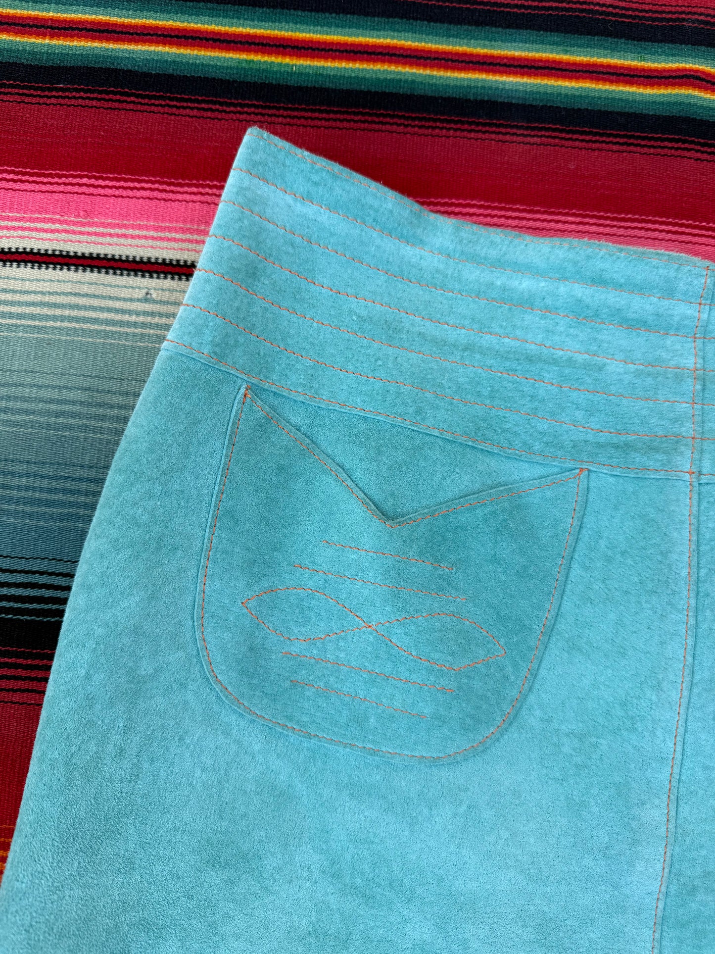 Y2K Teal Suede Skirt (LR)