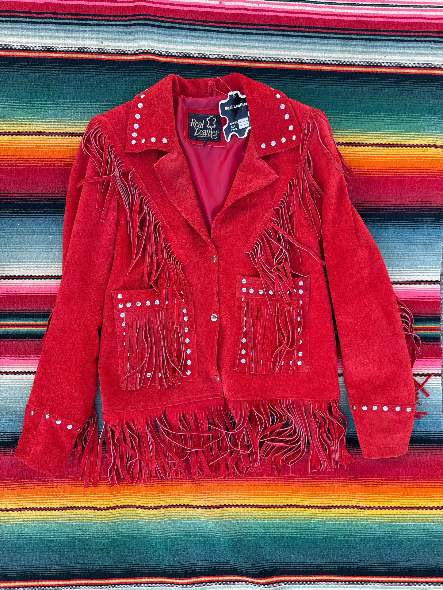 1990s Mint Condition Red Suede & Fringed Jacket Sizes L and XL (LR)