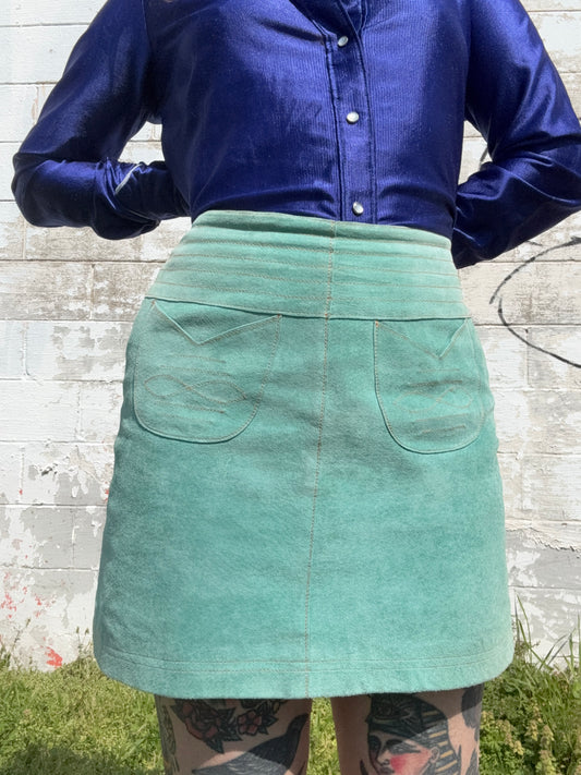 Y2K Teal Suede Skirt (LR)