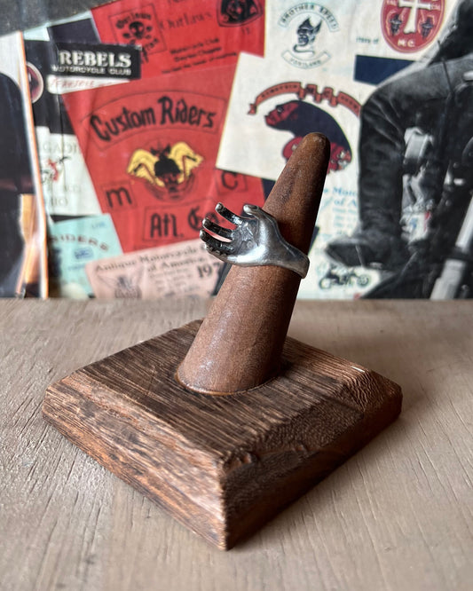 Vintage Taxco Artist Stamped Silver Hand Ring