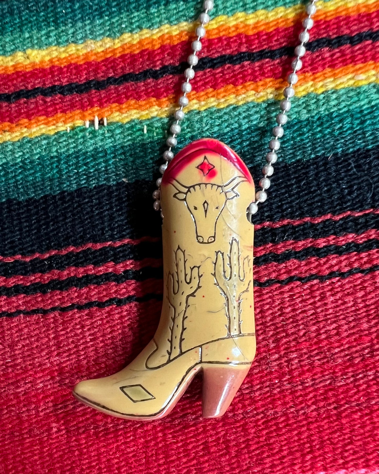 Cowgirl Boot Charm and Sterling Ball Chain Necklace (MA)