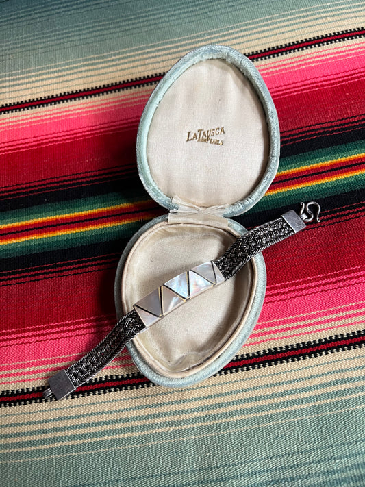 Mother of Pearl Sterling Woven Bracelet and S Clasp (MA)