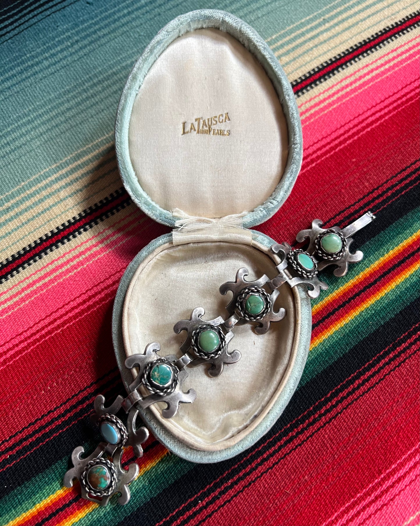 Antique Mexican Sterling and Turquoise Bracelet (MA)