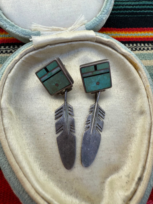 Square and Feather Earrings (MA)