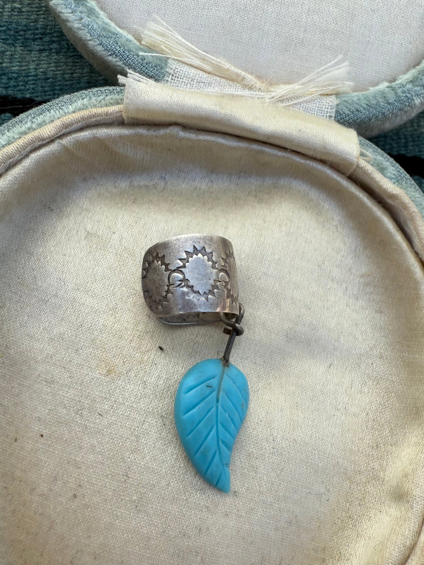 Vinatge sterling and turquoise ear cuff