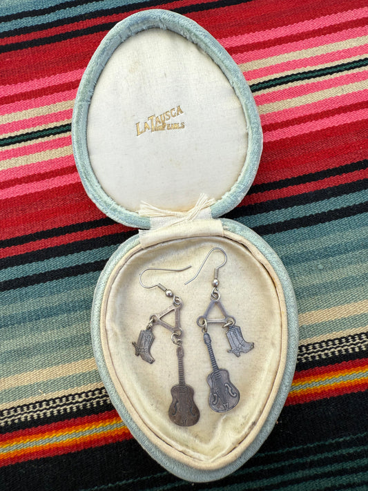 Vintage guitar and cowboy boot earrings (MA)