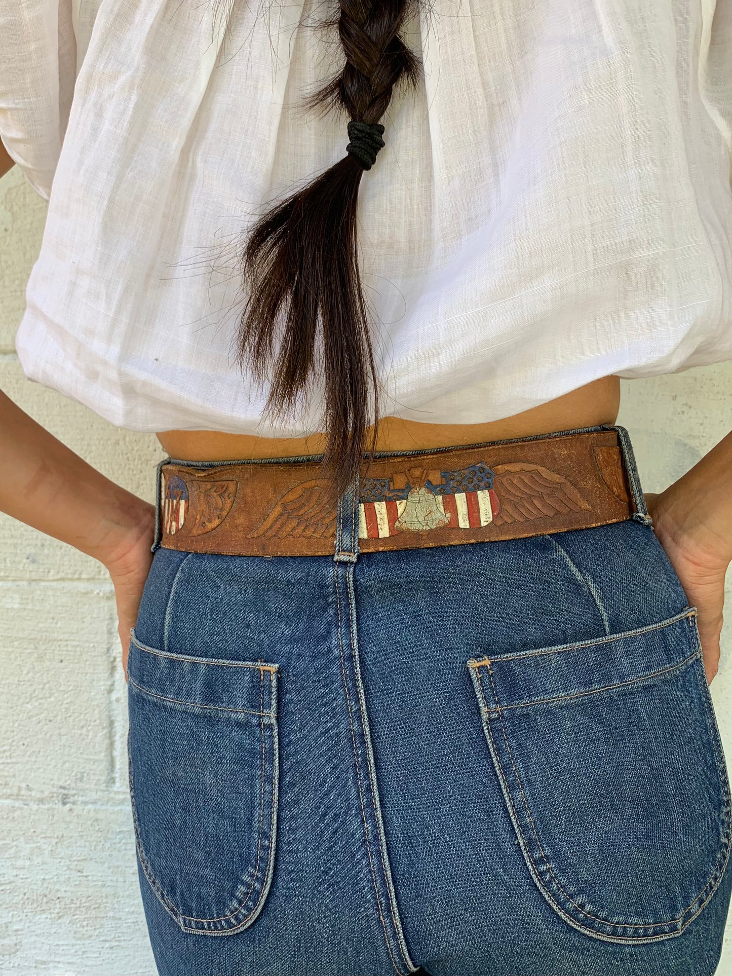 Tooled Leather Patriotic 1776 Belt