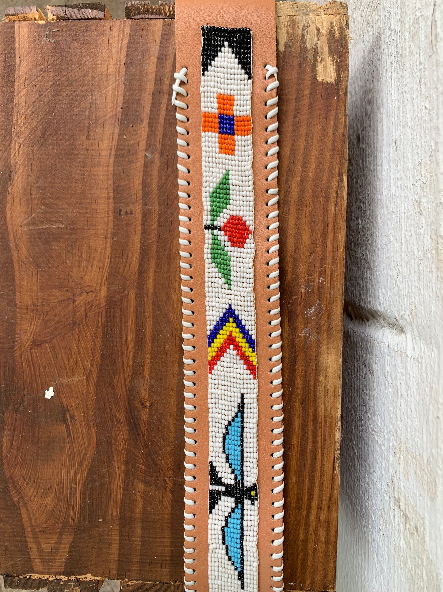 Leather Navajo Beaded Belt