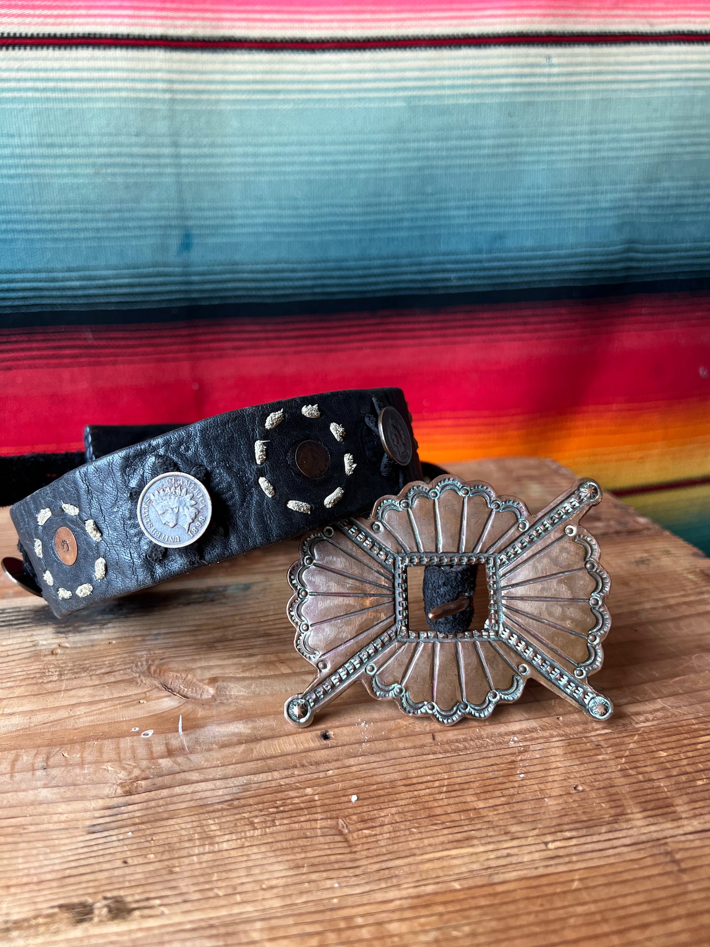 Indian Head Penny Leather Copper Buckle Belt