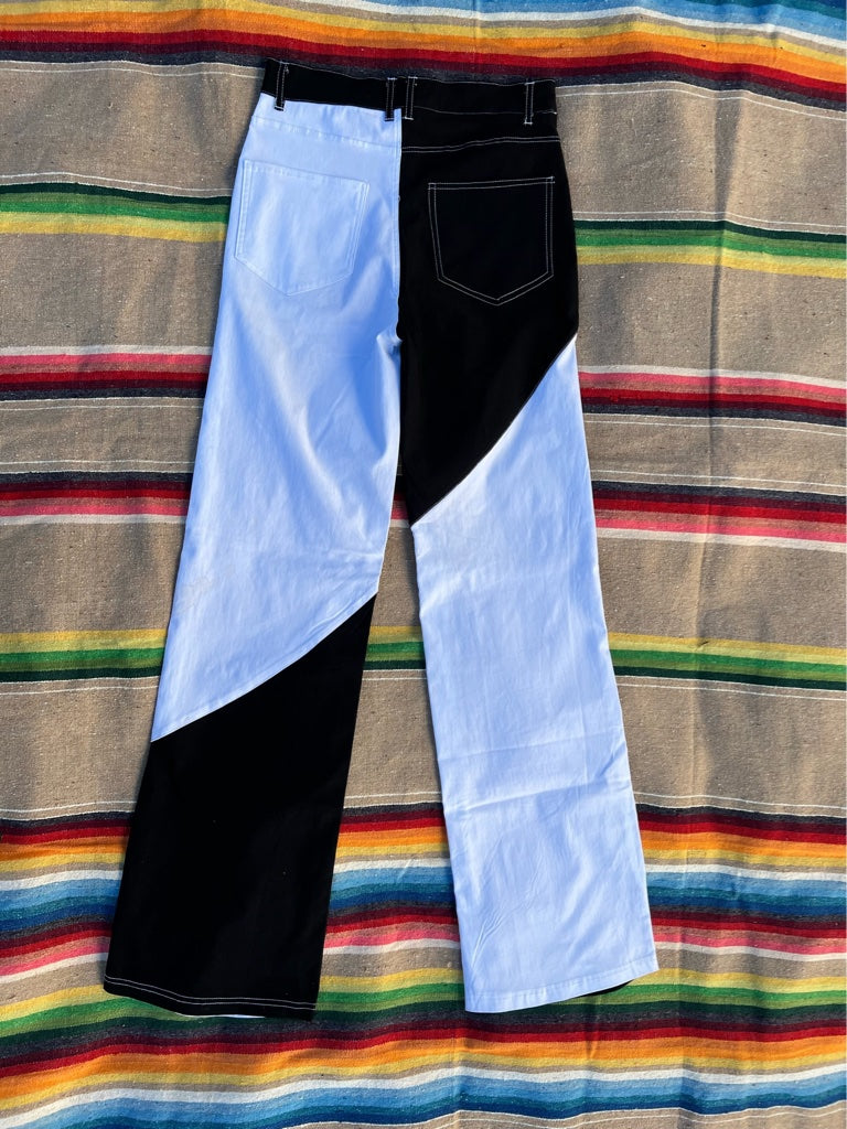 1970s Color Block Wide Leg Pants