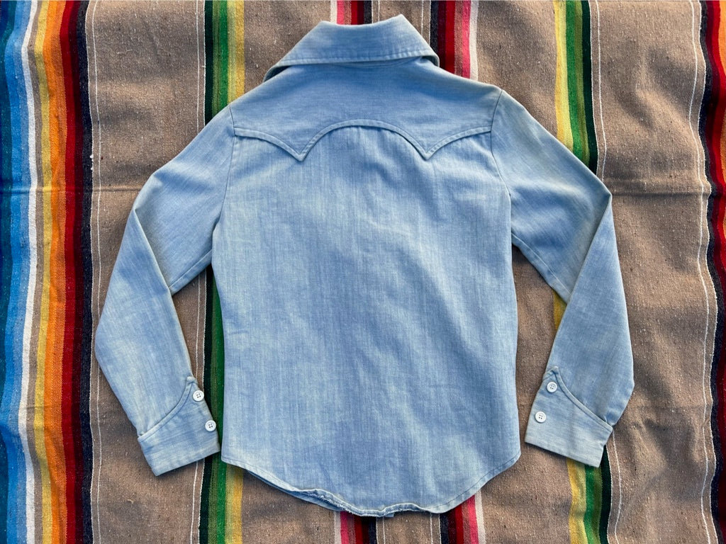 1970s Embroidered Denim Western Shirt