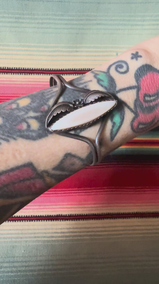 Mother of Pearl and Silver Leaf Cuff