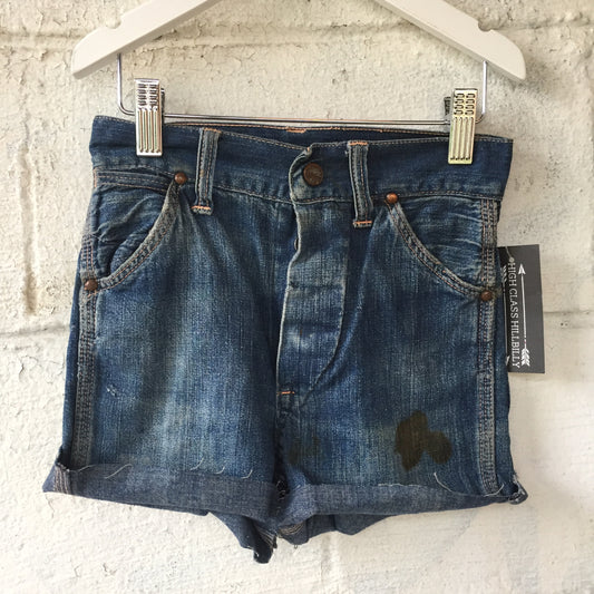 1940s Kids Button Up Denim Cut Off Shorts