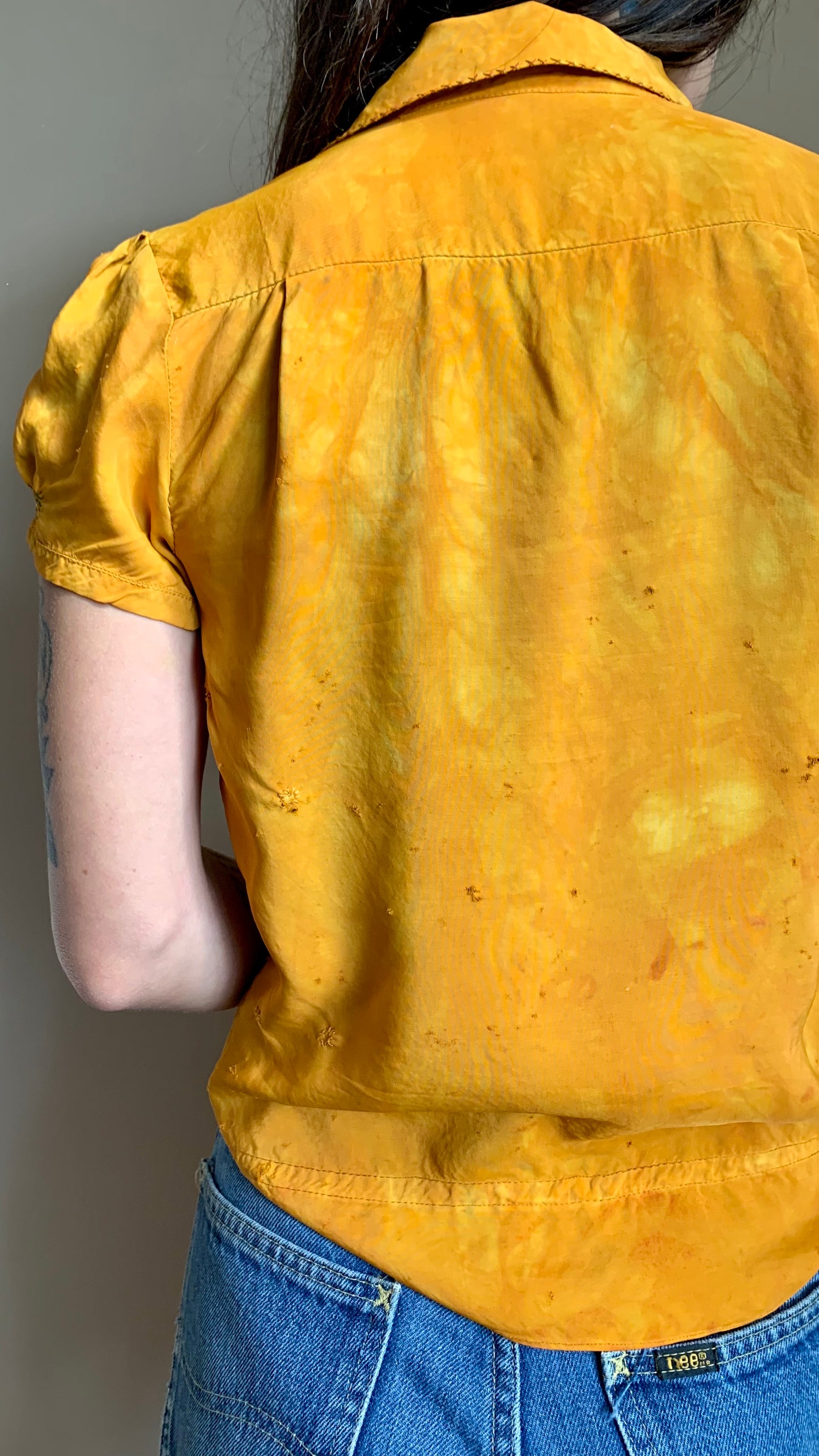 1930s Marigold Silk Hungarian Embroidered Blouse -as is- (XS)