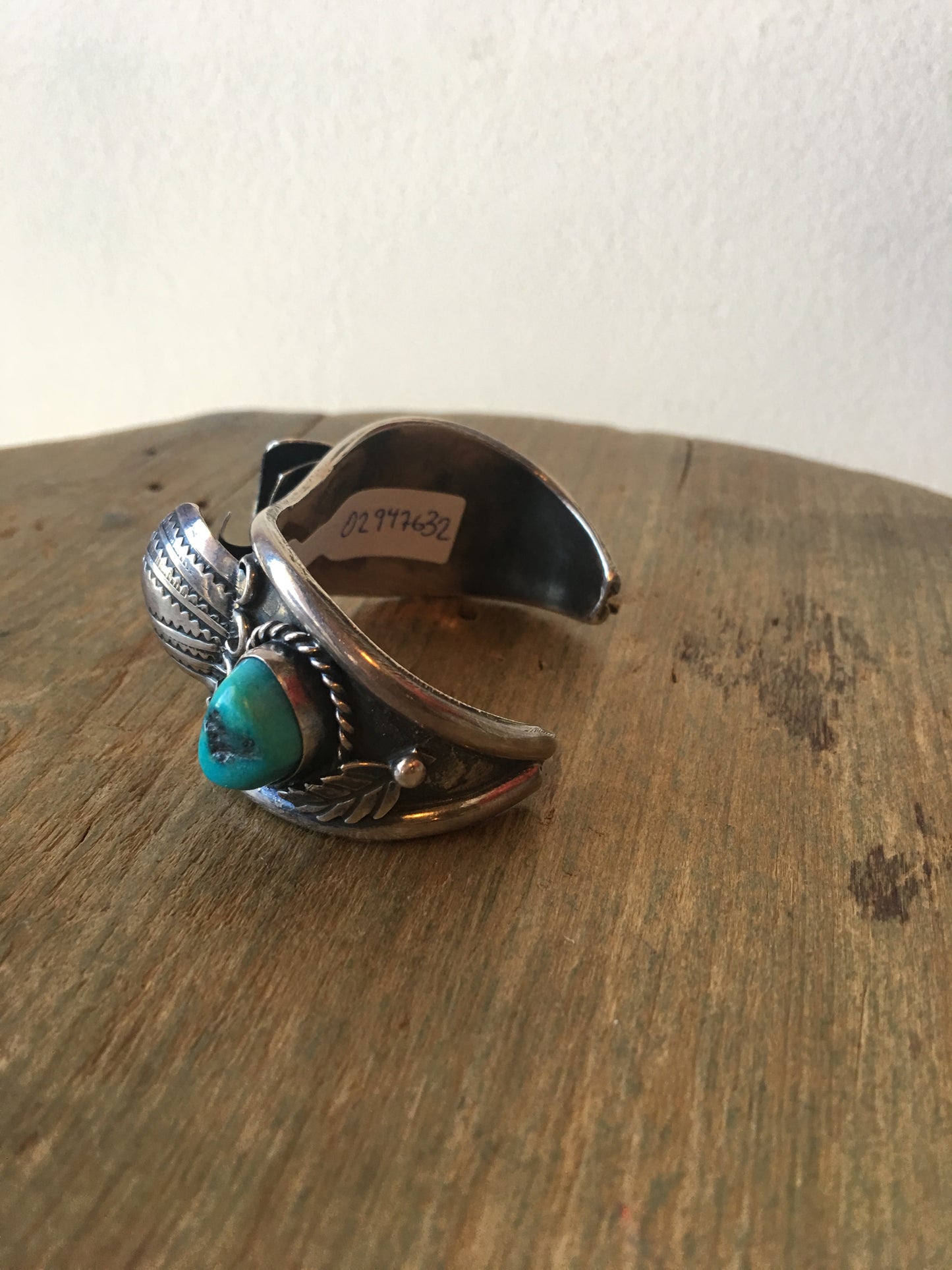1970s Ladies Sterling and Turquoise Etched Watch Band