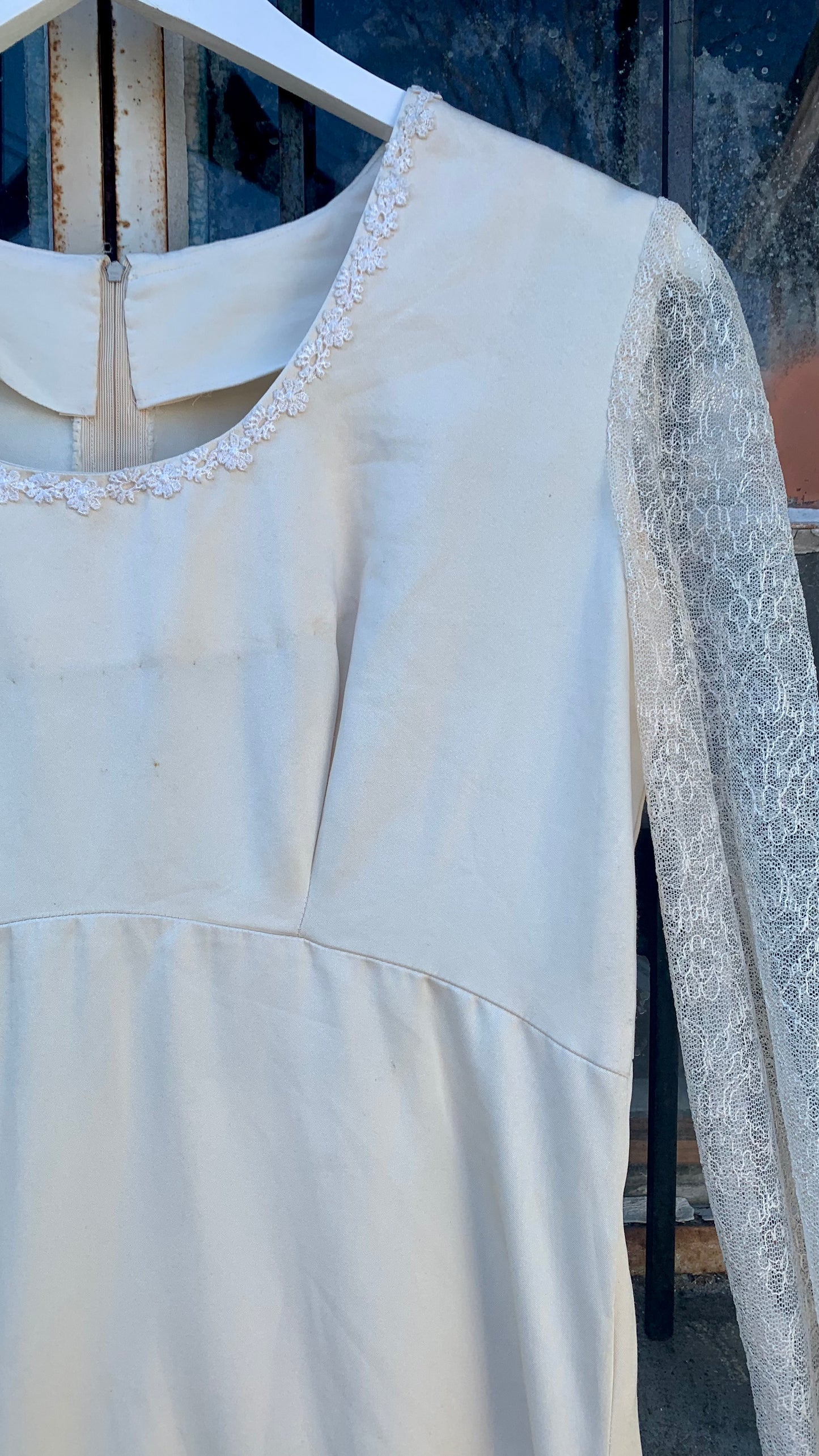 1970s Handmade Ecru Silk Wedding Dress (size 4)