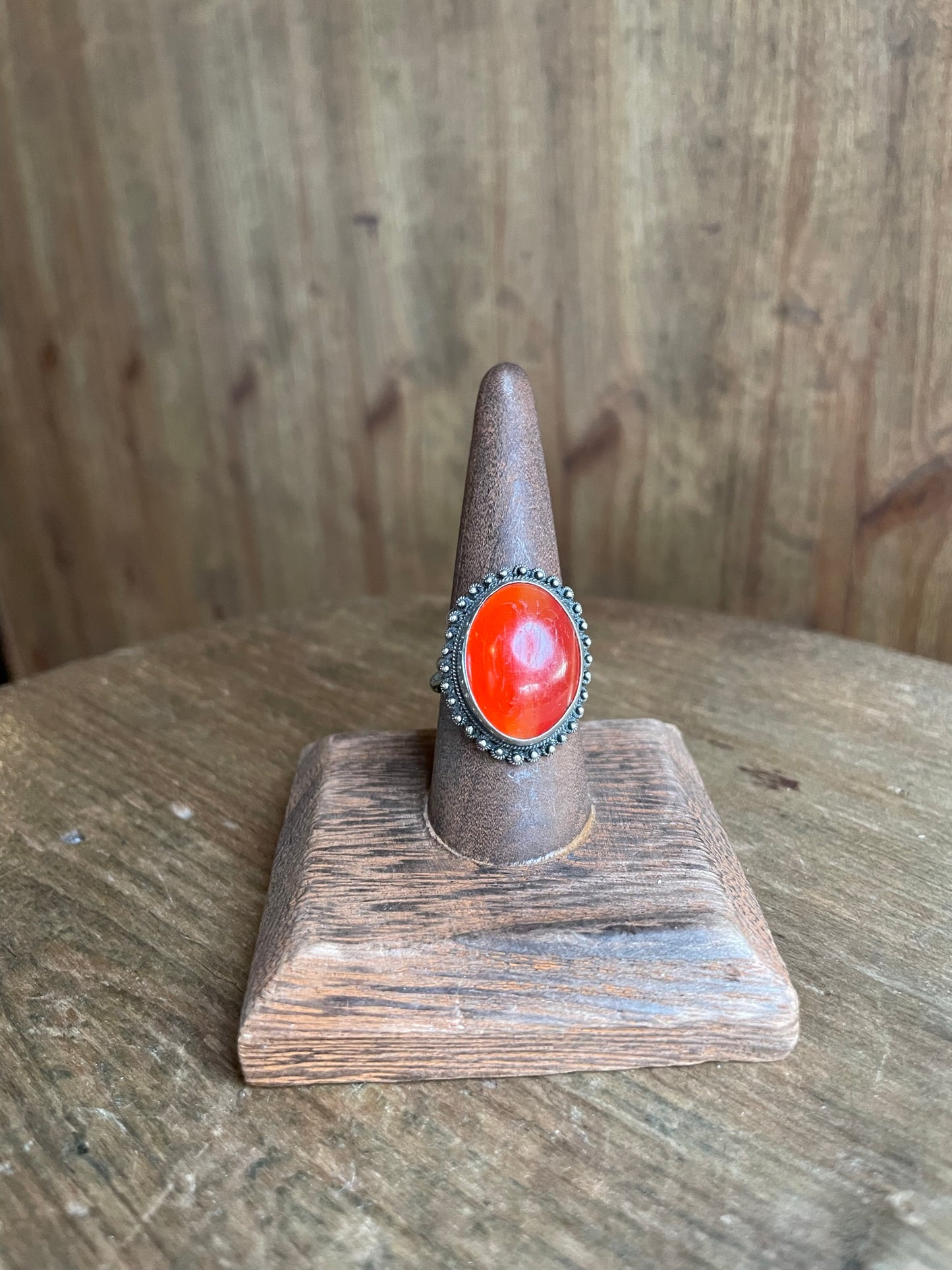 Silver Ring with Orange Stone
