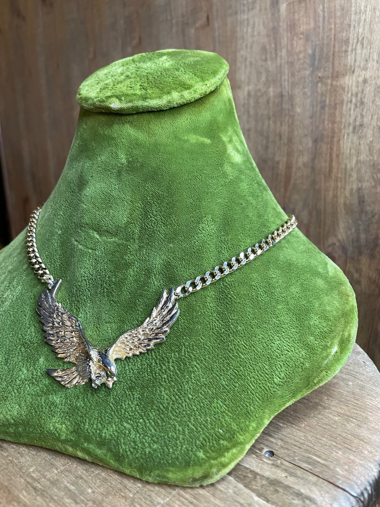 Gold Chainlink Necklace with Eagle Charm