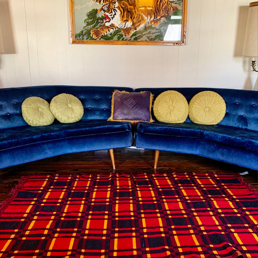 Vintage Plaid Woven Blanket/Rug 45"x74