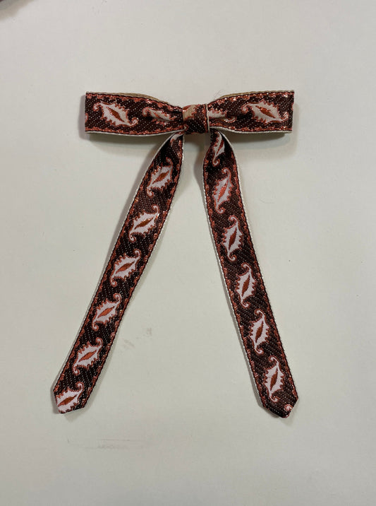 Metallic Paisley Collar Bow Clip