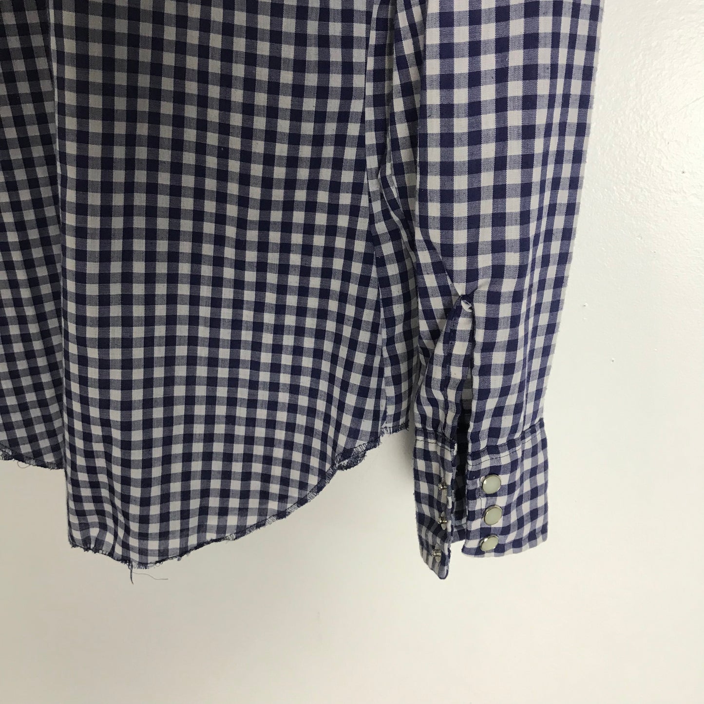 Vtg. Dee Cee Blue Gingham Pearl Snap Shirt