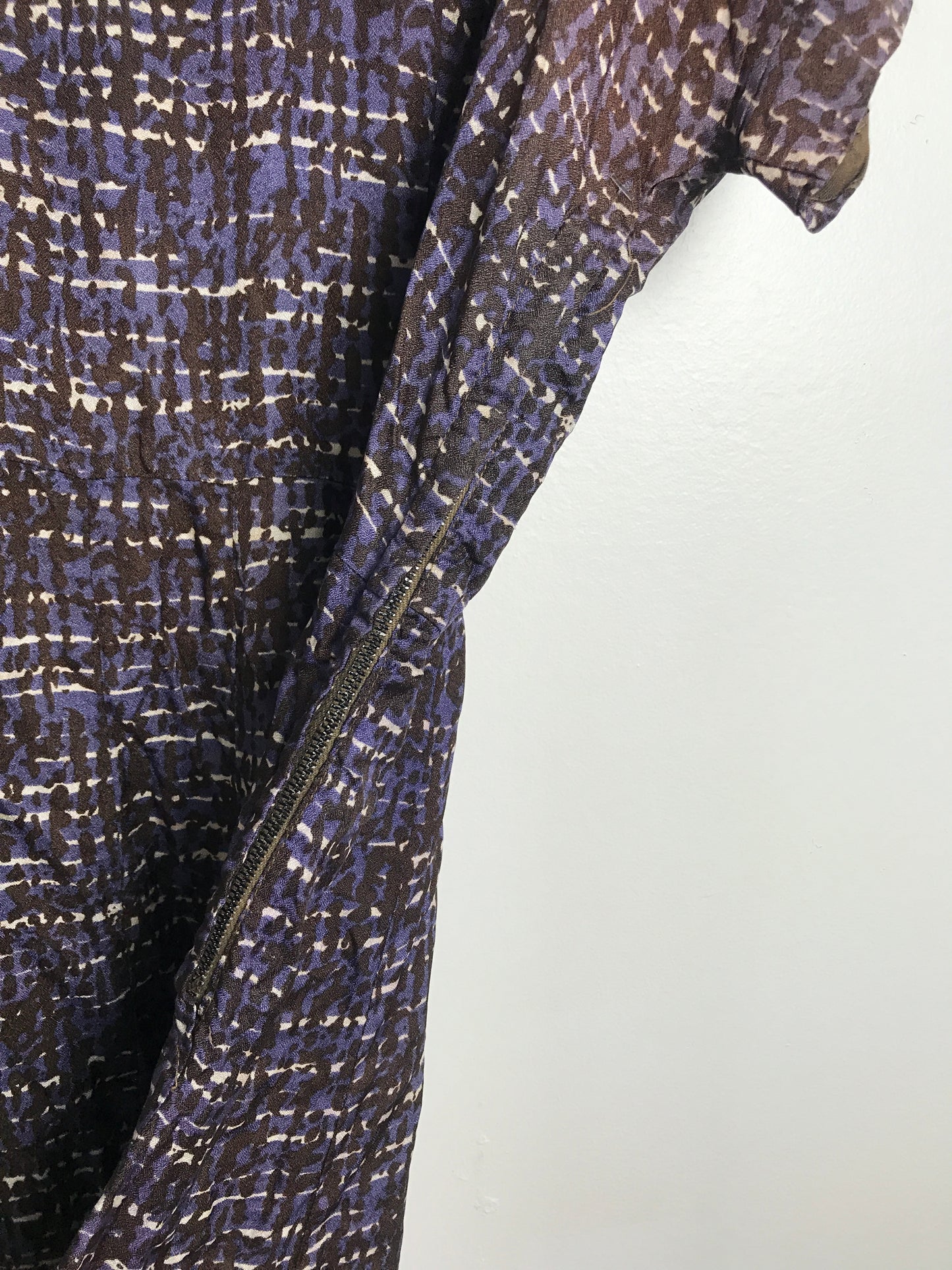 1950s Purple Modernist Printed Dress (L)