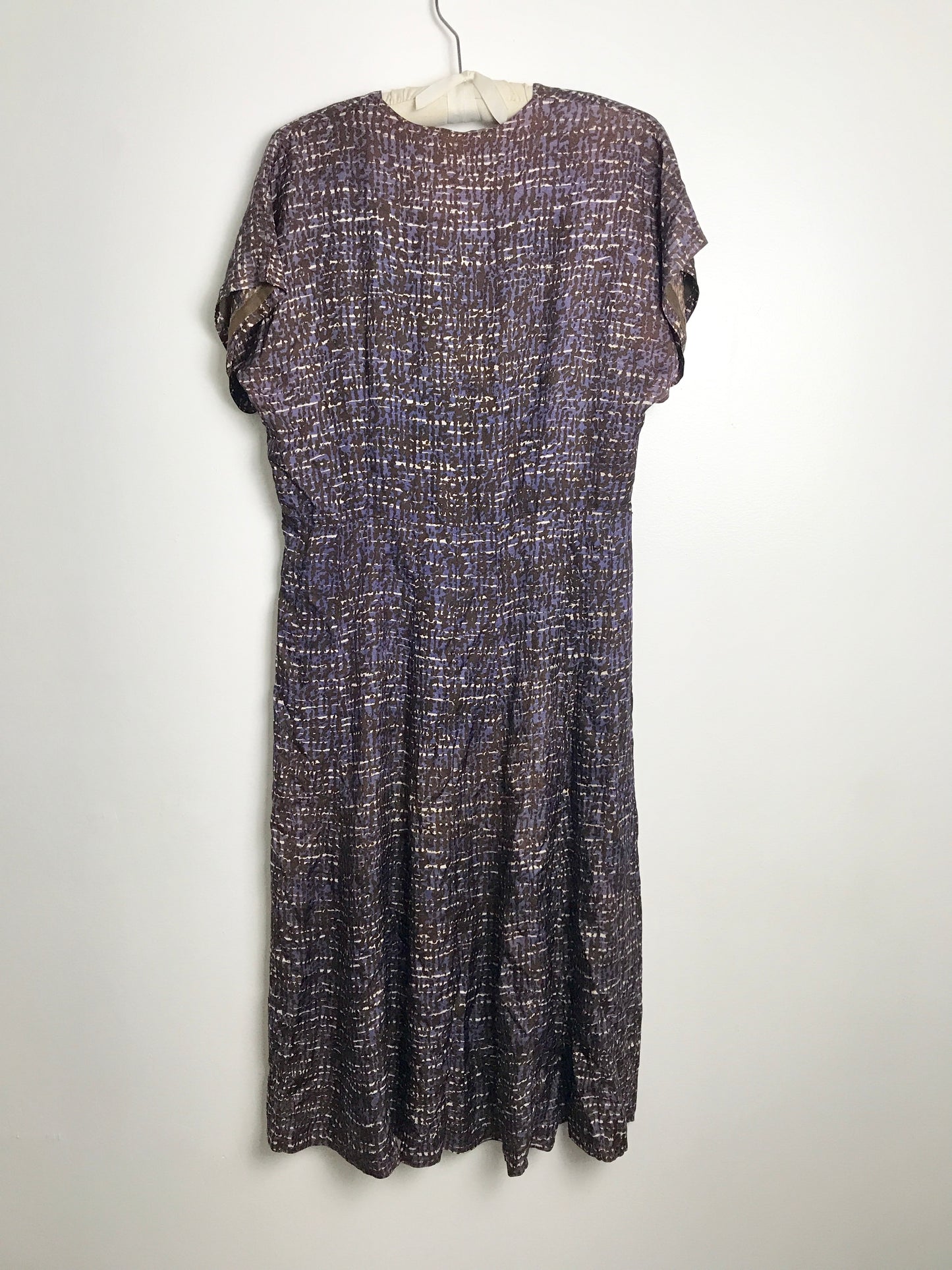 1950s Purple Modernist Printed Dress (L)