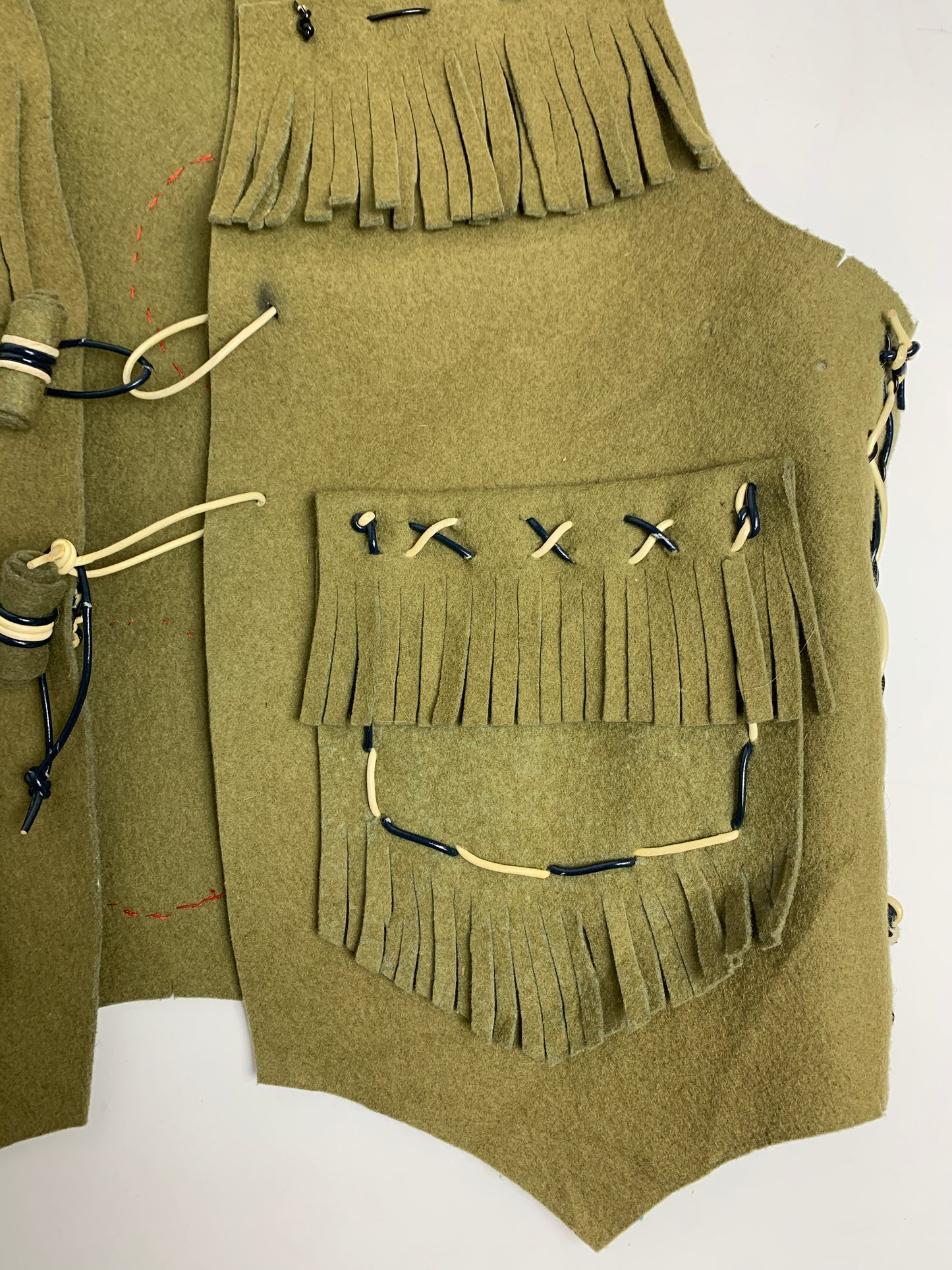 Vtg. Sage Green Felt Fringe Vest (S)