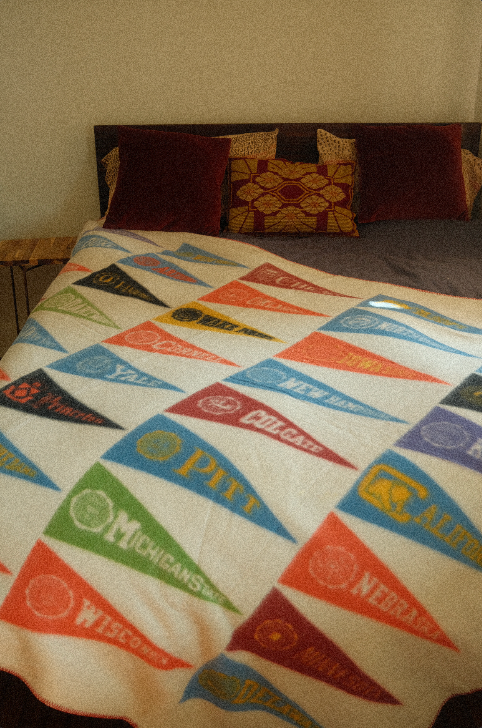 Vtg Wool Collegiate Pennant Flags Chatham Blanket