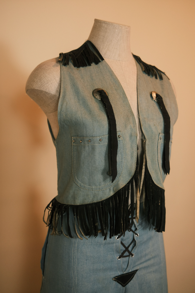 60's Pioneer Wear Denim and Suede Fringe Culotte and Vest Set