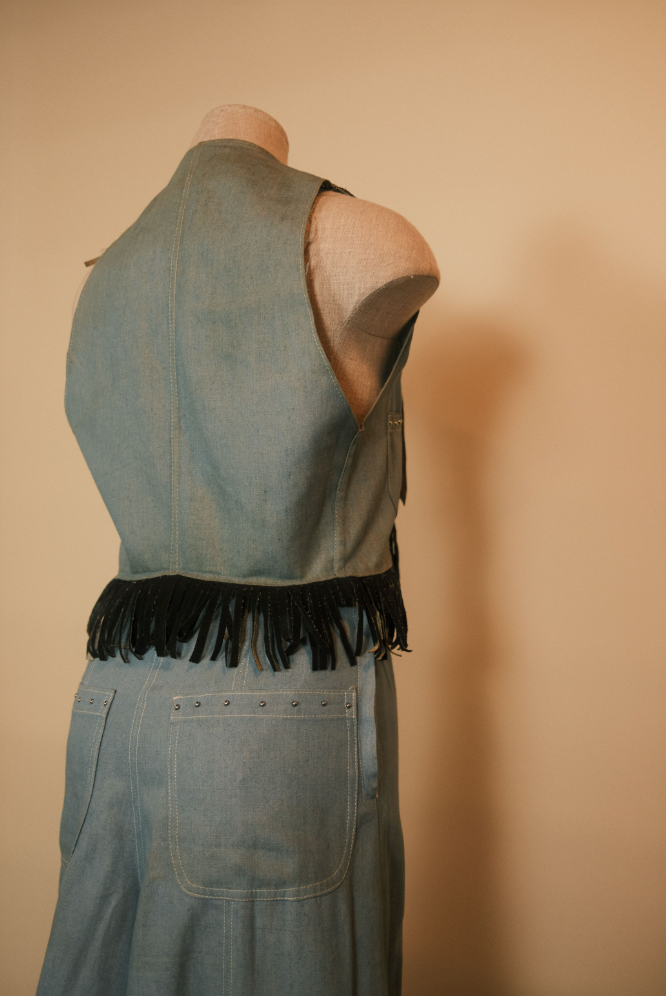 60's Pioneer Wear Denim and Suede Fringe Culotte and Vest Set