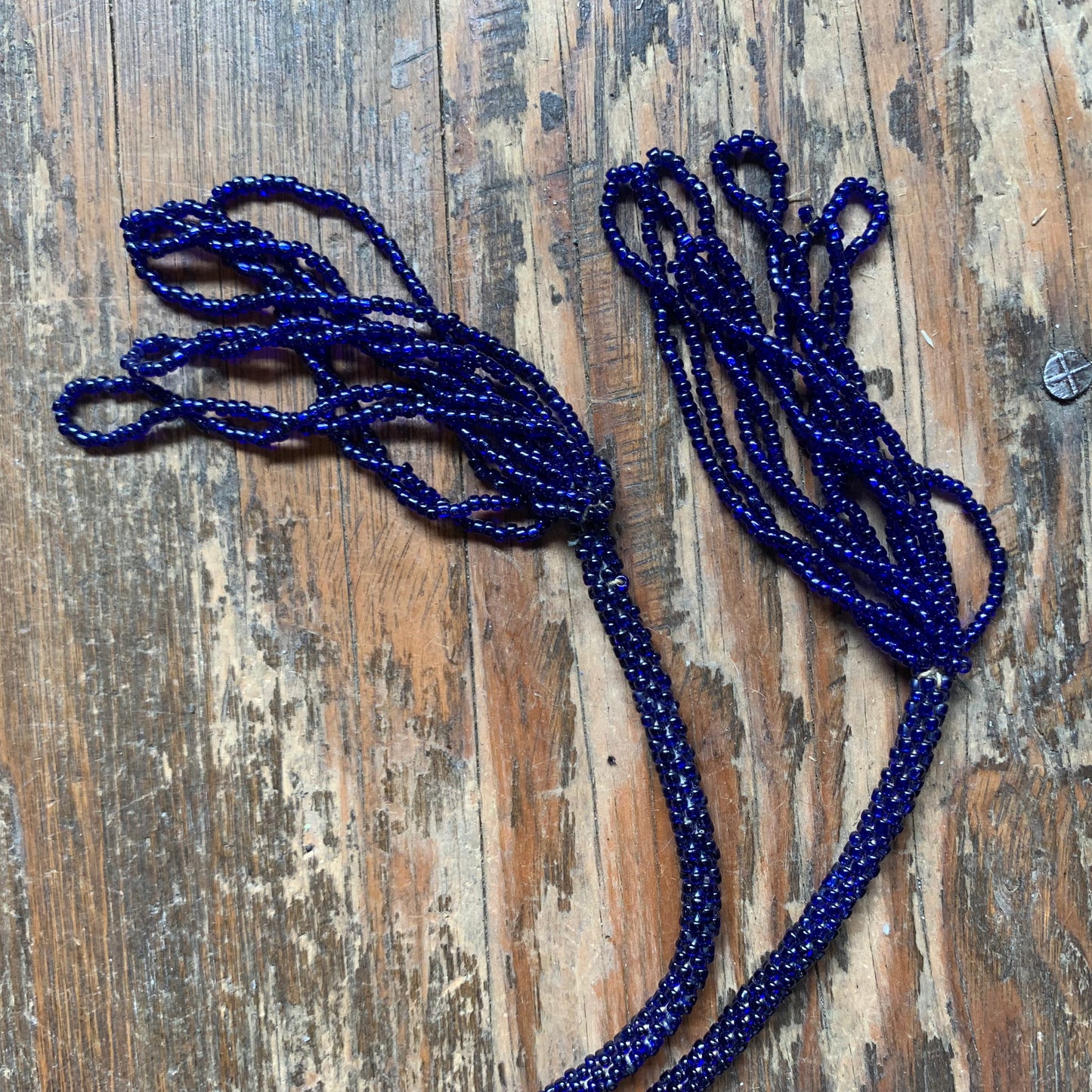 Blue Beaded Cord Necklace