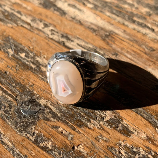 Sterling Oval Agate Ring