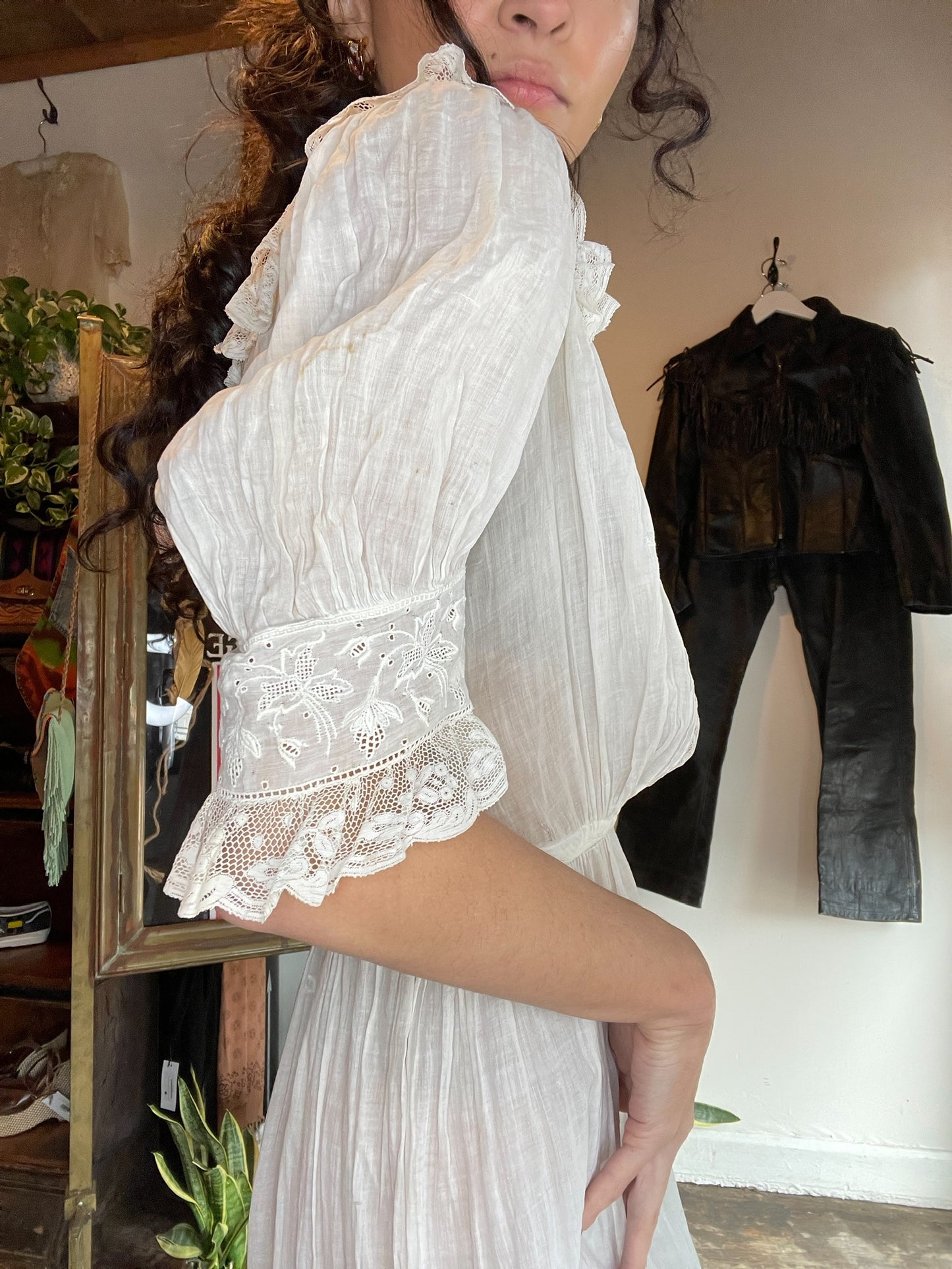 White Lace Edwardian Lawn Dress (XS)