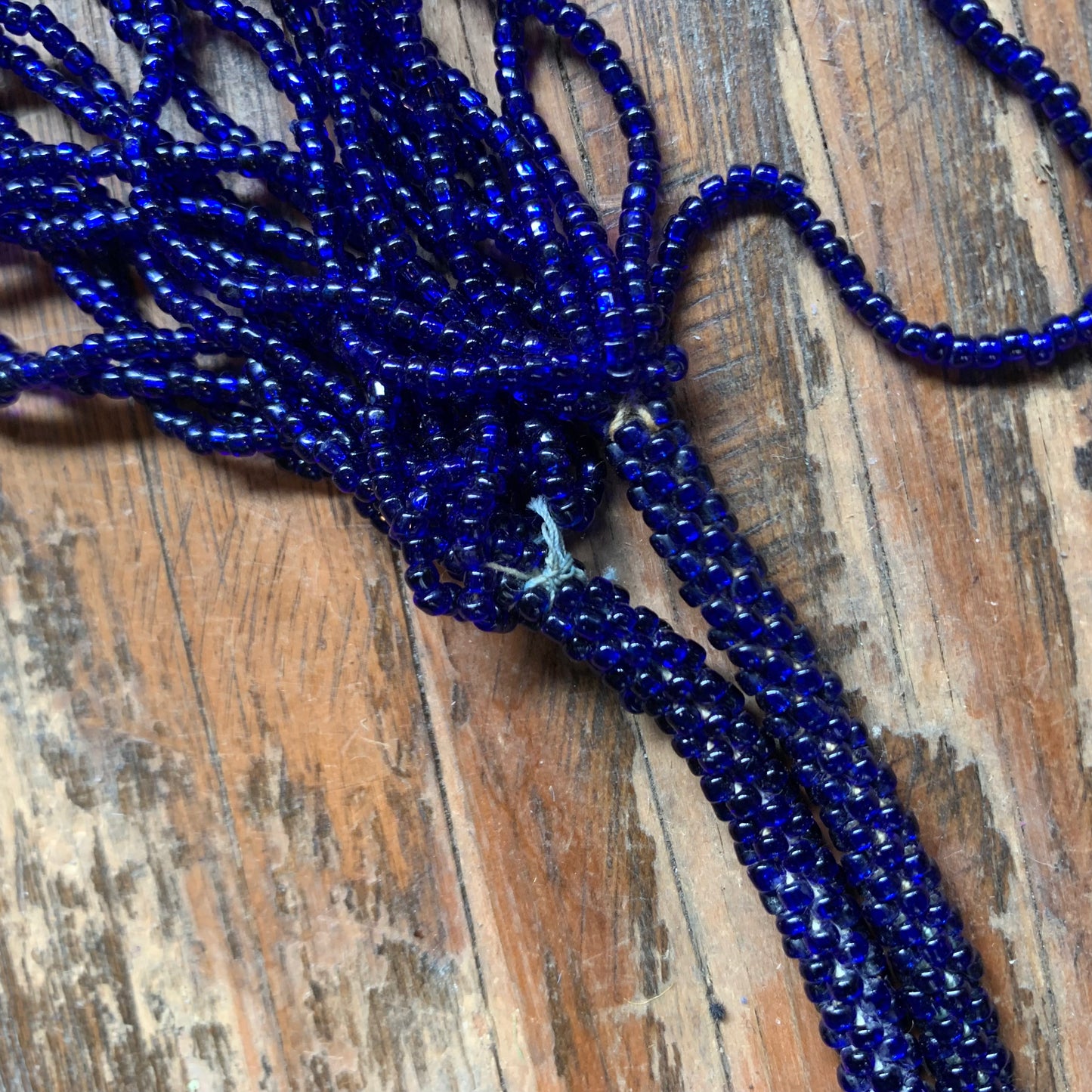 Blue Beaded Cord Necklace