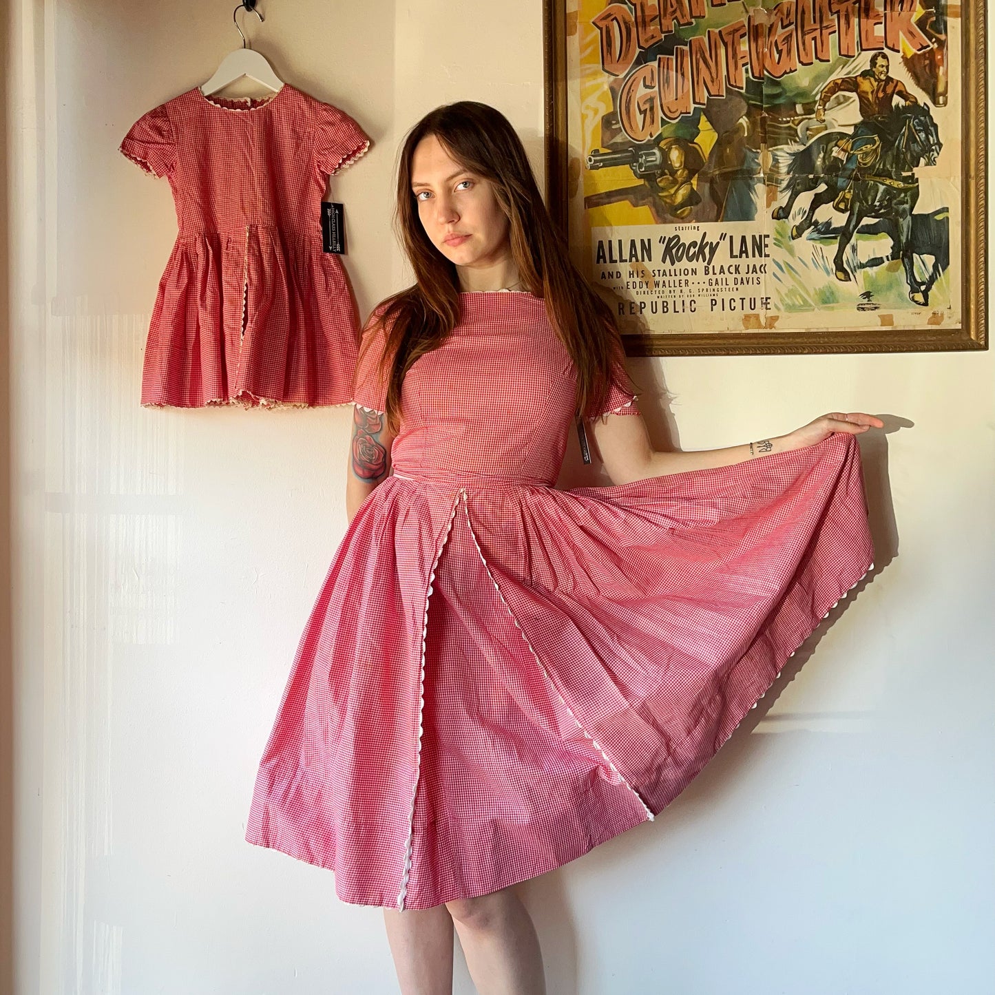 Red Gingham Mother Daughter Matching Dresses (S)