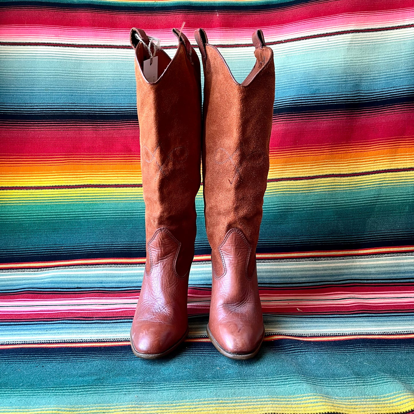 Size 5 Vintage Rust Suede & Leather Cowboy Boots