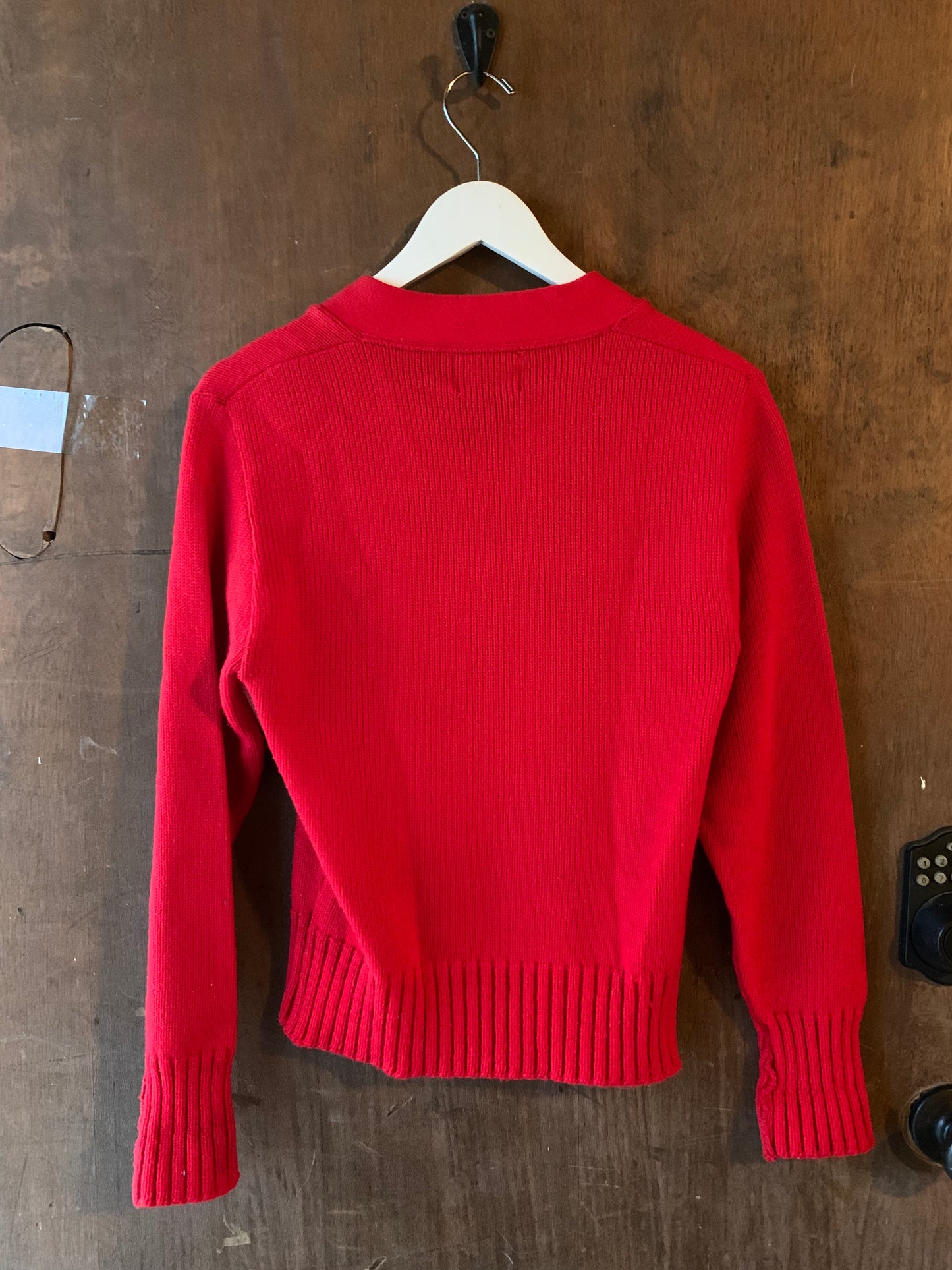 Red Athletic "J" V Neck Sweater (M)