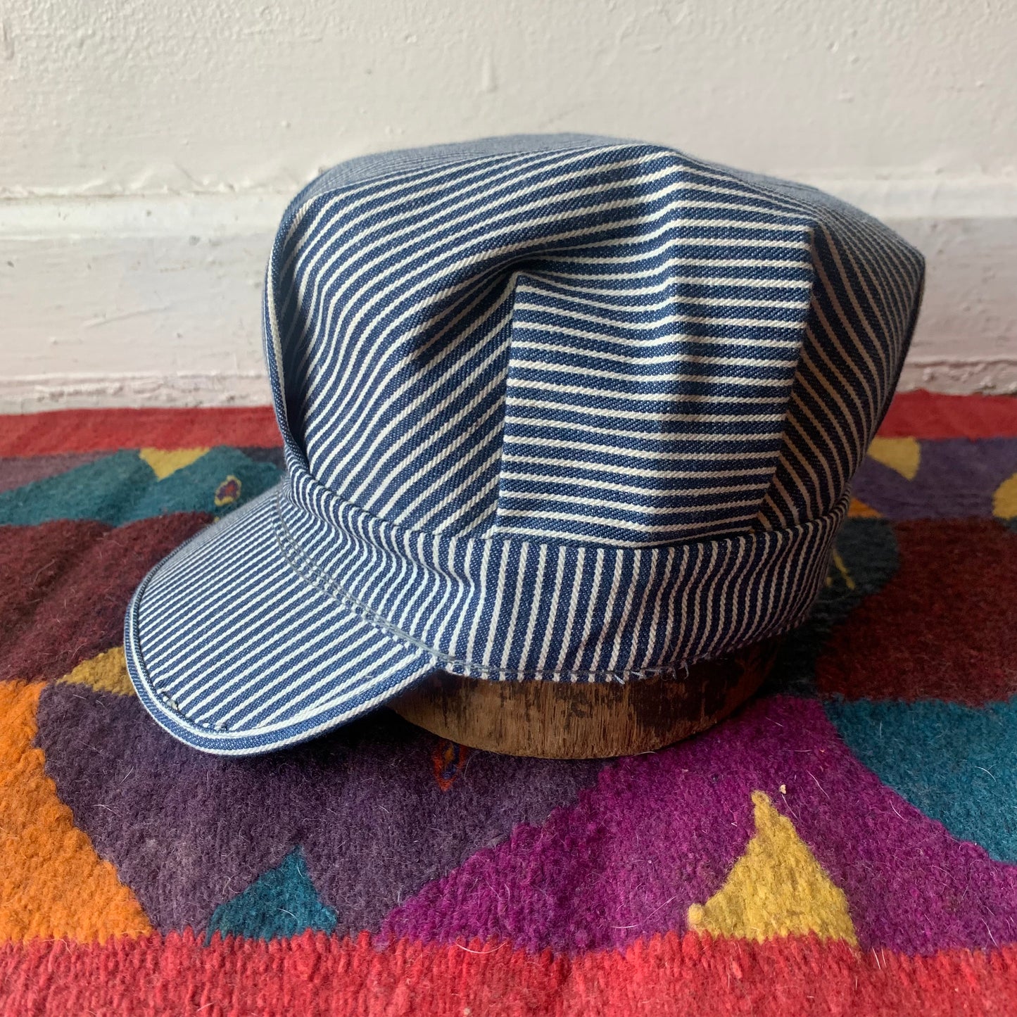 Vtg Sanfordized Pinstripe Railway Cap