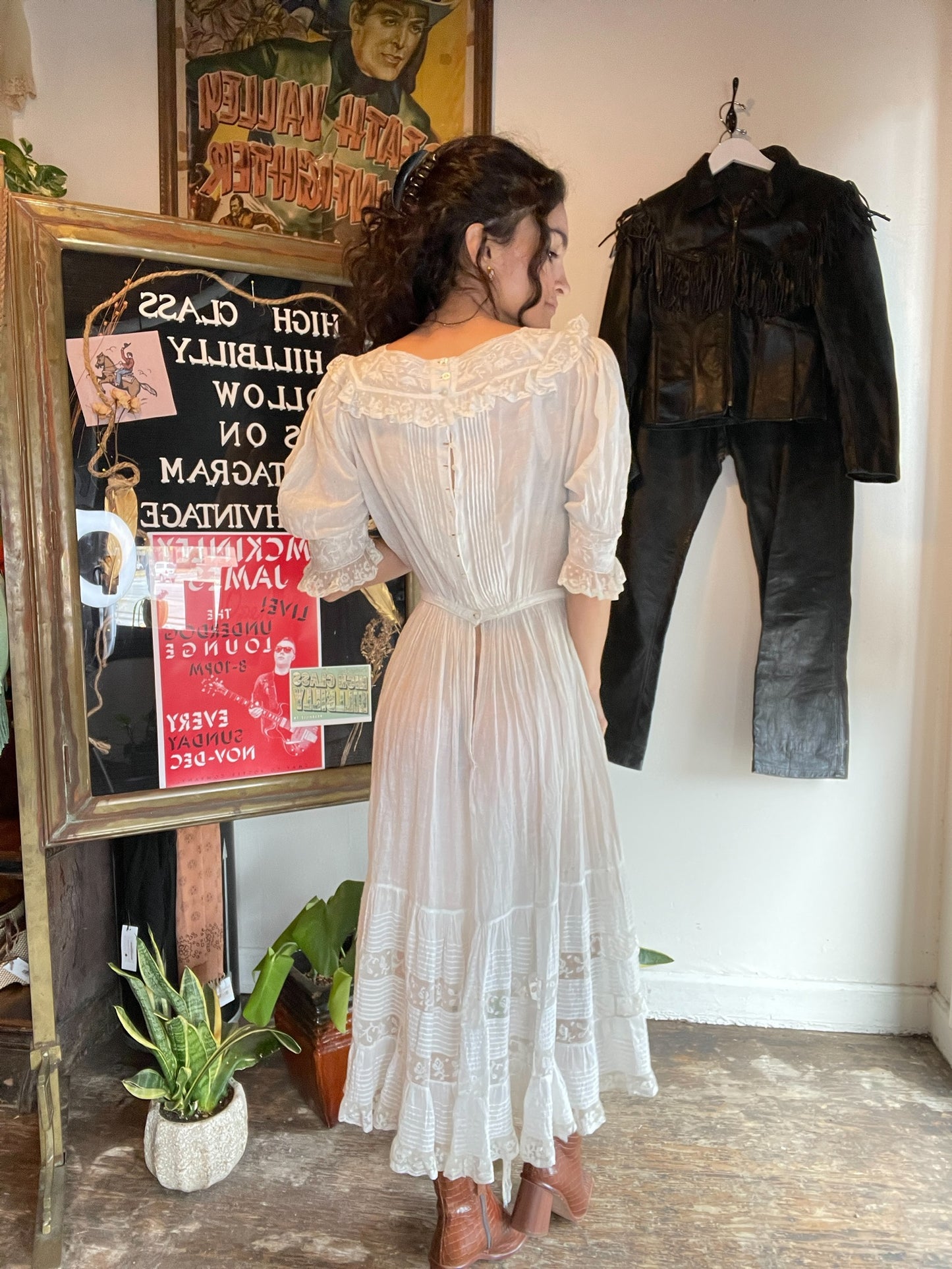 White Lace Edwardian Lawn Dress (XS)