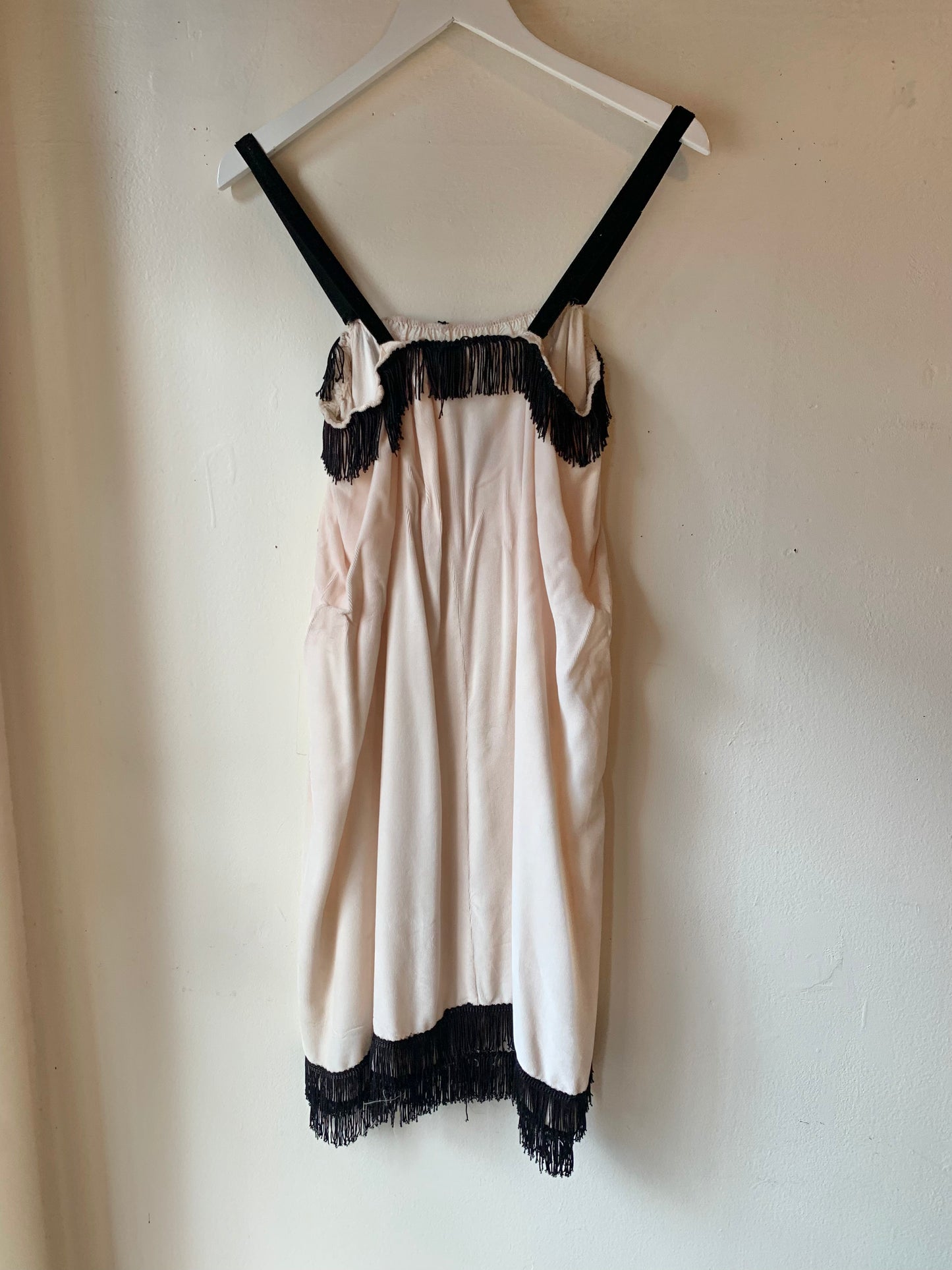 Vintage Baby Pink Velvet Flapper Dress (M)