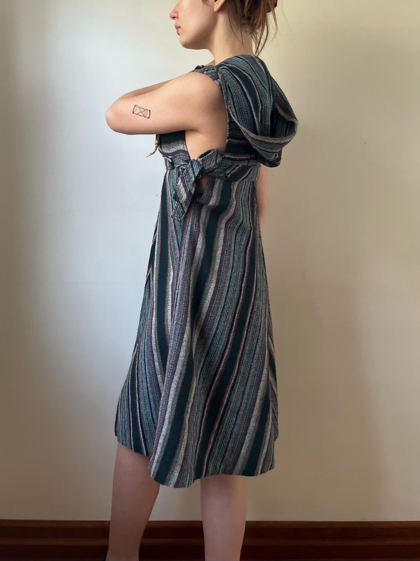 1970s Woven Mini Dress w/ Hood (XS)