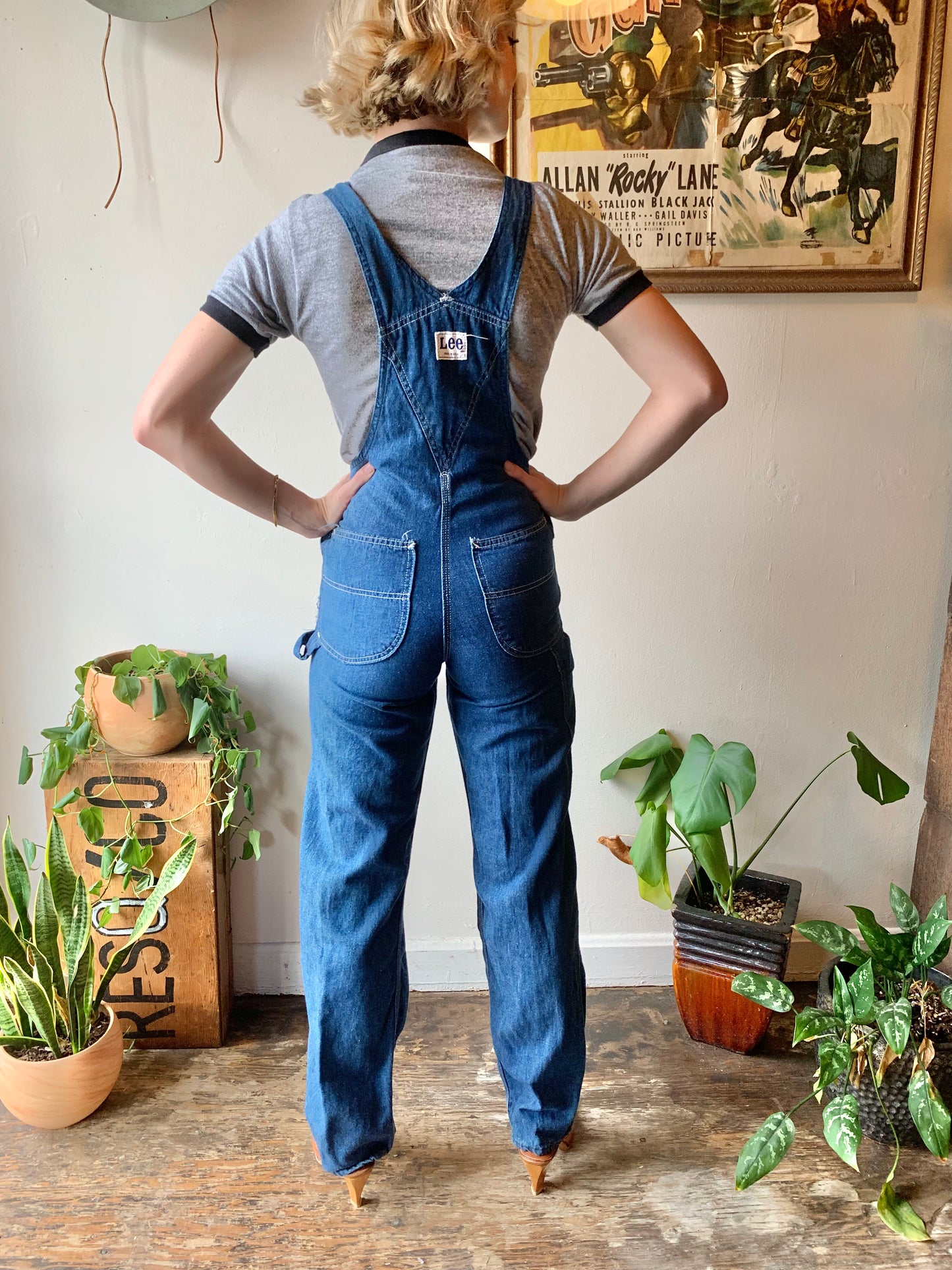 Vtg. Darkwash Lee Overalls Petite (XS)