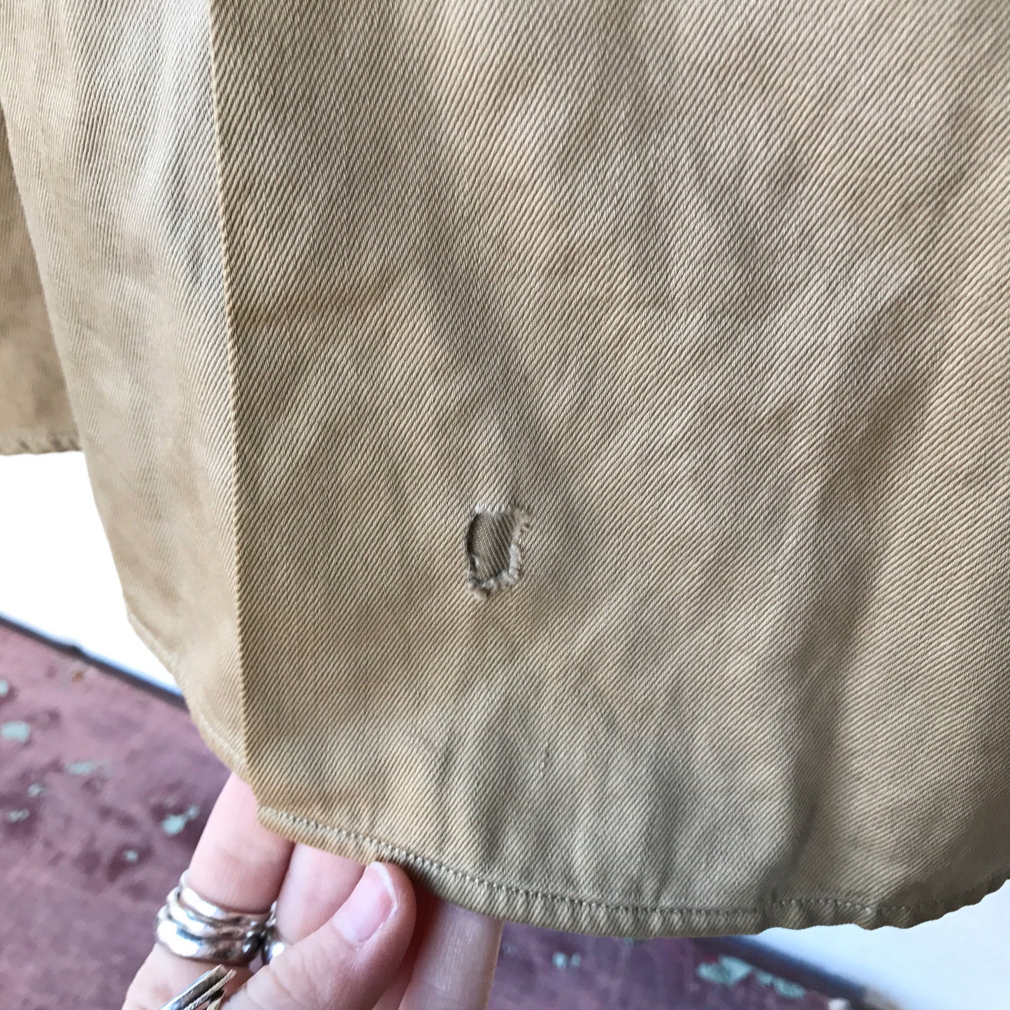 Vintage Beige Buttondown Work Shirt (XL)