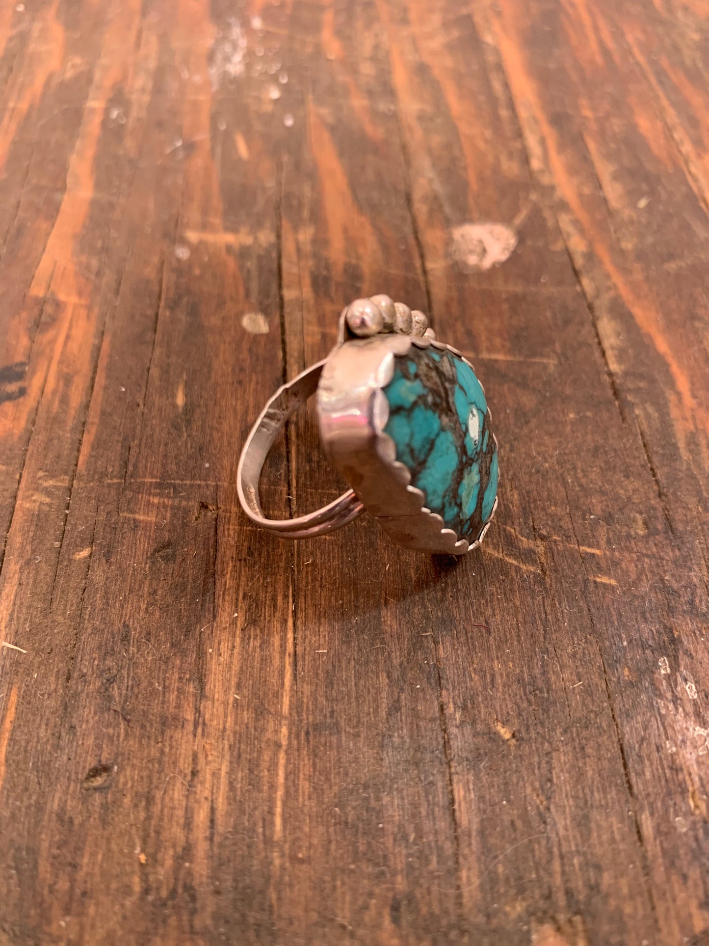 Marbled Turquoise & Sterling Large Ring